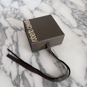 Roberto Cavalli Brown Textured Square Gift Box with Gold Logo and Ribbon‎ Pull